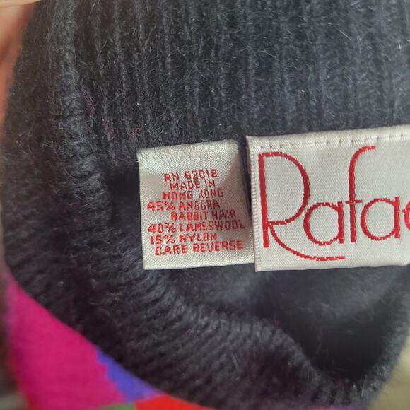 Vtg Rafaella Petites Argyle Color block Angora Lambs Wool Sweater Womens Small - Picture 6 of 7